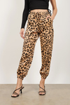 Be Strong Tan Multi Leopard Print Joggers