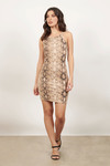 Cold-Blooded Taupe Multi Snake Print Ribbed Bodycon Dress