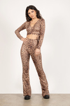 Kat Taupe Multi Wide Leg Leopard Pants