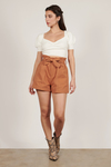 Carden Terracotta Belted Shorts