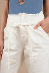 Alli White Paperbag Waist Belted Jeans