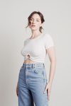 Born And Raised White Ribbed O-Ring Crop Tee