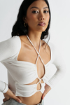 Give Me All Your White Love Lace-Up Crop Top