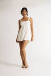 I Want To See You White Empire Waist Romper