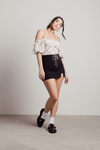 Lackadaisical Day White Rose Floral Crop Top