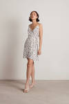 Lovegood White Multi Floral Jacquard Ruffled Mini Wrap Dress