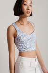 So Good White Multi Ditsy Floral Crop Tank Top