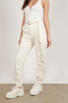 Private Kelly White Belted Cargo Pants