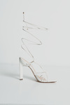 Sapphira White Lace-Up Stiletto Heels