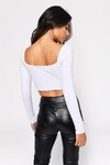 Side Note White Ribbed Crop Top