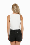 Stop Me White Patchwork Contrast Stitch Crop Top