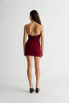 Indecisive Wine Ruched Bodycon Mini Dress