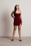 Invite Me Wine Cowl Neck Crop Top And Skirt Set