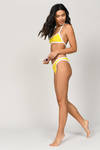 Heather Yellow and White Halter Bikini Top