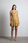 West Coast Sun Yellow Floral Smocked Skater Dress