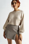 Jeanine Beige Long Sleeve Cropped Sweater