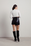 All The Sass Black Pleather Seamed Shorts