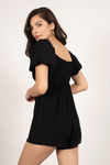Baby Please Black Ruched Romper