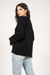 Bella Black Lace Up Sleeve Sweater