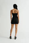 Fall In Line Black Knit Bodycon Mini Dress
