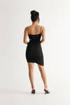 Here To Stunt Black Asymmetrical Cut Out Midi Dress