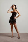 Kaela Black Floral Slit Mini Dress