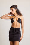 Lilith Black Two Piece Strappy Crop Top And Skirt Set