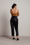 Lizzo Black Faux Leather Pleated Trouser