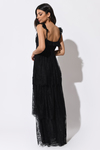 Luna Black 3-Tier Ruffle Lace Maxi Dress