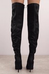 Lustful Black Slouchy Satin Thigh High Boots