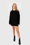 Miracle Black Lace Up Sweater