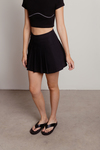 Moonball Black Linen Pleated Tennis Skirt