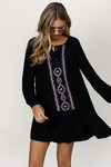 Nakoma Black Aztec Print Crochet Shift Dress