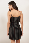 Stripe To The Point Black Wrap Dress