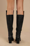 Lust For Life Tania Black Leather Knee High Boots 