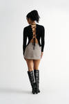 Try Me On Black Lace Up Back Sweater