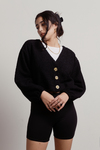 Winter Solstice Black Cropped Sweater Cardigan