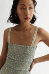 Melina Blue Floral Smocked Bodycon Mini Dress