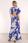 Leena Floral Print Maxi Dress in Blue Multi