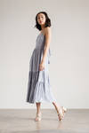 Swing By Blue Tiered Tie Back Maxi Dress