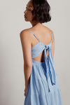 Throwback Blue Tie Back Tiered Maxi Dress 