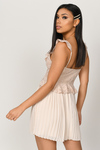 Just Us Two Champagne Pleated Skater Dress
