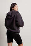 Super Soft Charcoal Fuzzy Hoodie Sweater
