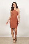 Hourglass Copper One Shoulder Bandage Bodycon Dress
