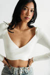 Eagerly Anticipate Cream Ribbed Cropped Top