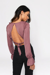 Courtney Cropped Dark Rose Long Sleeve Top 