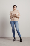 Creme Brulee Dusty Blush Pinched Detail Mock Neck Sweater
