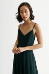 Nelli Emerald Detachable Draped Sleeves Slit Maxi Dress