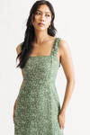 Beverlie Green Floral Slit Midi Dress