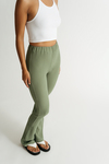 Get Out Green Textured Knit Flared Pants